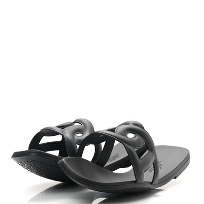 Hermes Rubber Aloha Sandals 37 Black 3 of 7