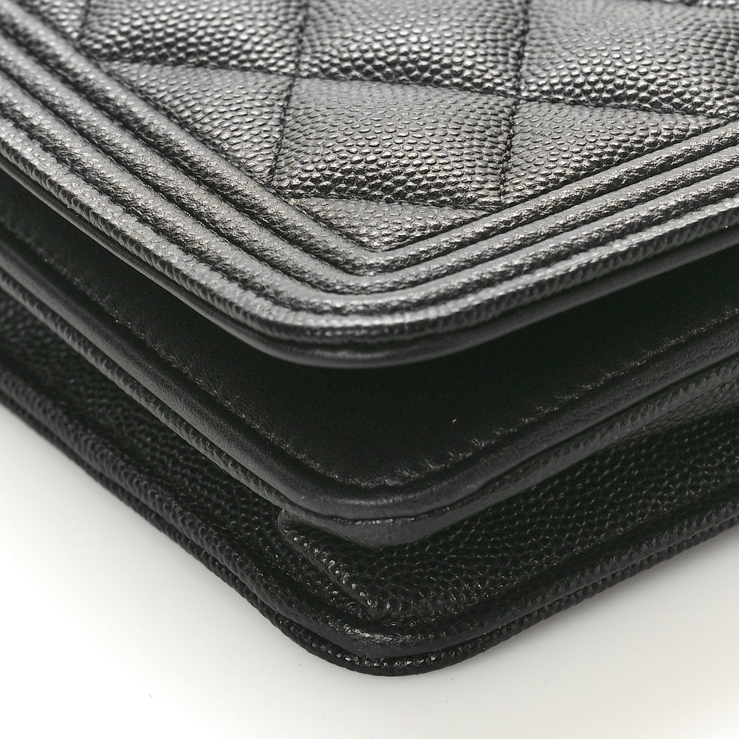 Caviar Quilted Boy Wallet On Chain WOC Black
