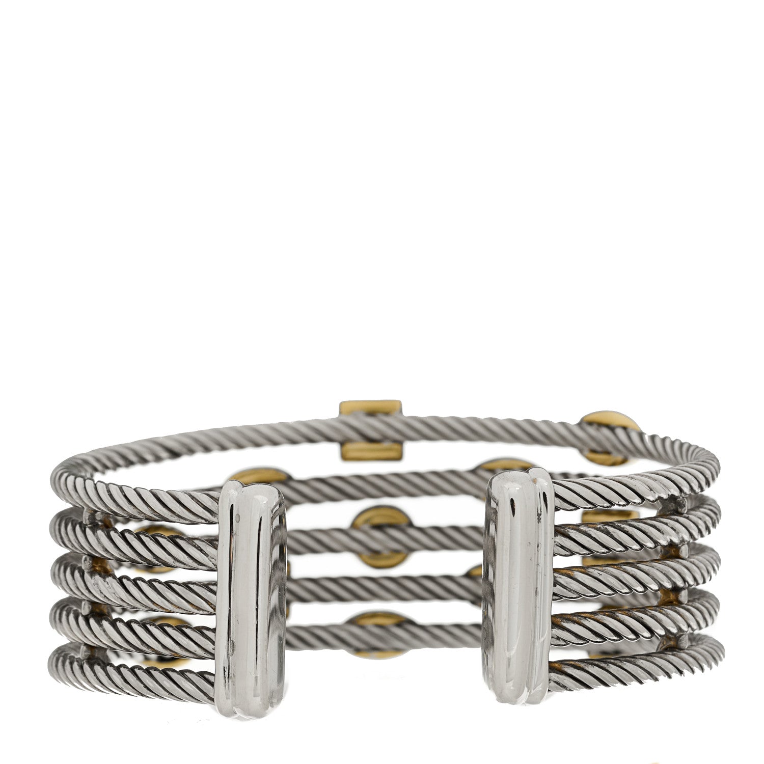 David Yurman Sterling Silver 18K Yellow Gold Blue Topaz Turquoise Amethyst Confetti 5 Row Bracelet 2 of 3