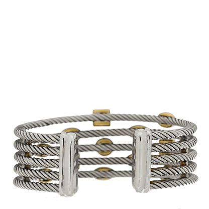 David Yurman Sterling Silver 18K Yellow Gold Blue Topaz Turquoise Amethyst Confetti 5 Row Bracelet 2 of 3