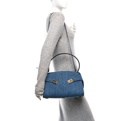 Salvatore Ferragamo Denim Medium Hug Bag 2 of 13