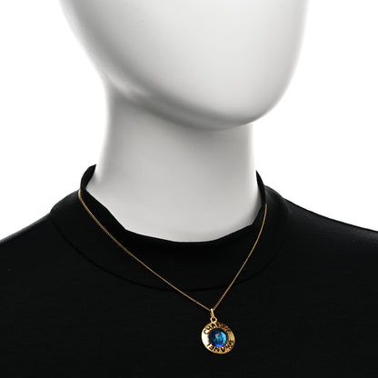 Chanel Metal Gripoix Poured Glass Pendant Necklace Gold Blue 2 of 6