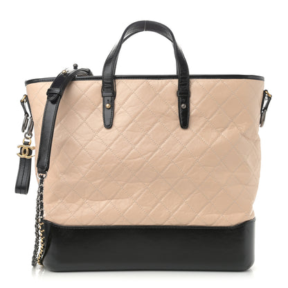 Chanel Aged Calfskin Quilted Large Gabrielle Shopping Tote Beige Black 1 of 7