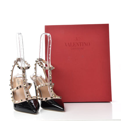 Valentino Garavani Patent Nappa Rockstud Ankle Strap 100mm Pumps 39 Black Poudre 10 of 10