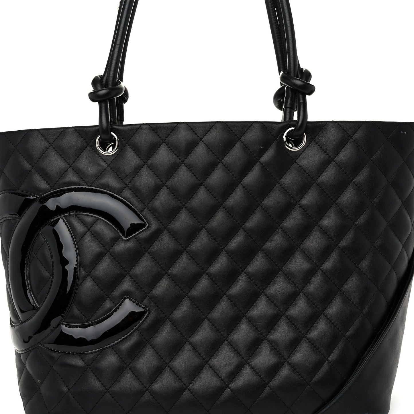 Calfskin Quilted Large Cambon Tote Black