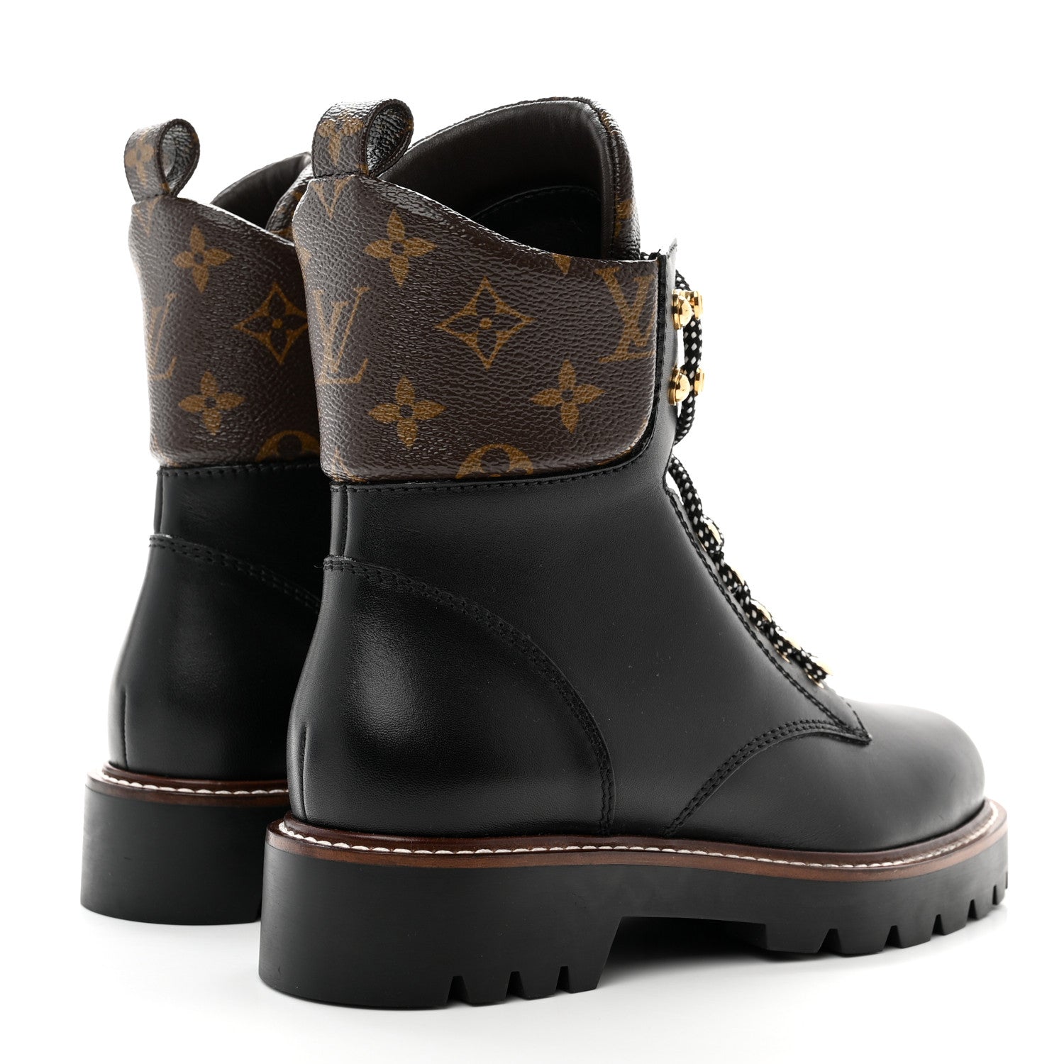 Louis Vuitton Calfskin Monogram Territory Flat Ranger Boots 37 Black 4 of 8