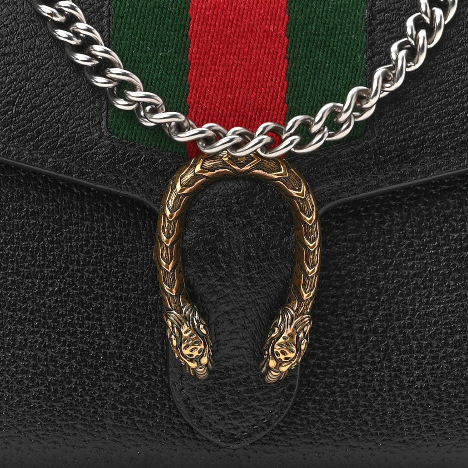 Gucci Calfskin Web Mini Dionysus Chain Wallet Black 7 of 10