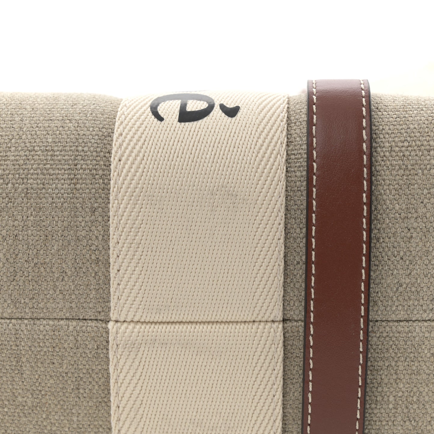 Cotton Calfskin Medium Woody Ribbon Tote White Brown
