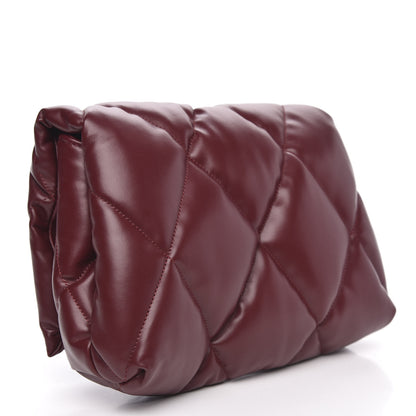 Balenciaga Nappa Calfskin Quilted Touch B Puffy Clutch Dark Red 3 of 9