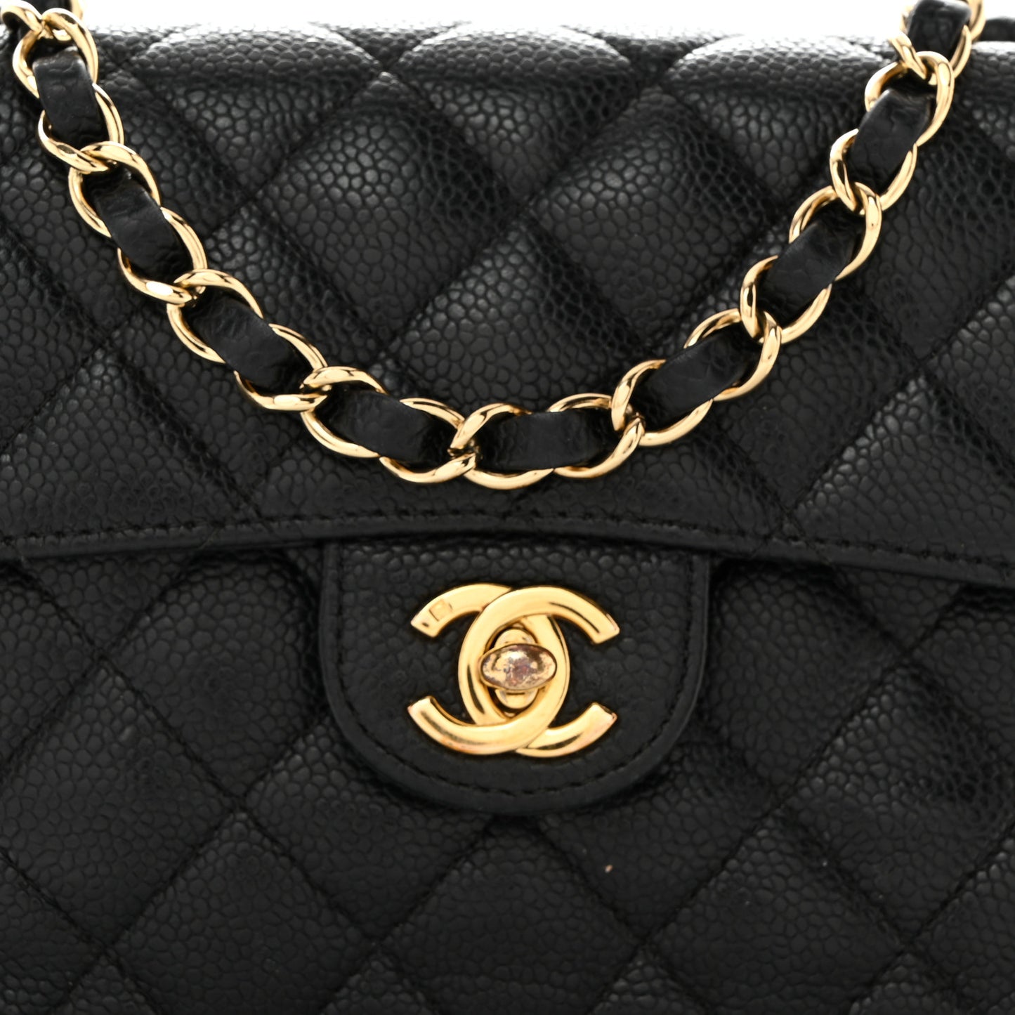 Caviar Quilted Mini Square Flap Black