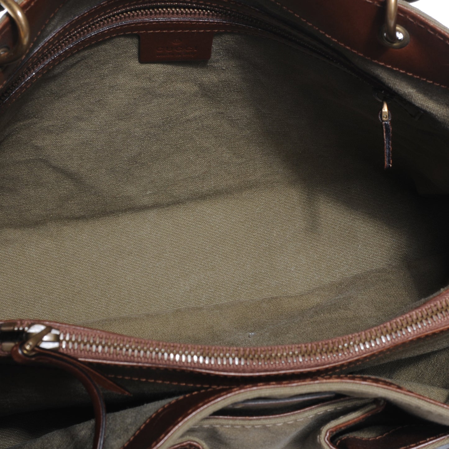 Canvas Bamboo Handle Drawstring Bag Olive