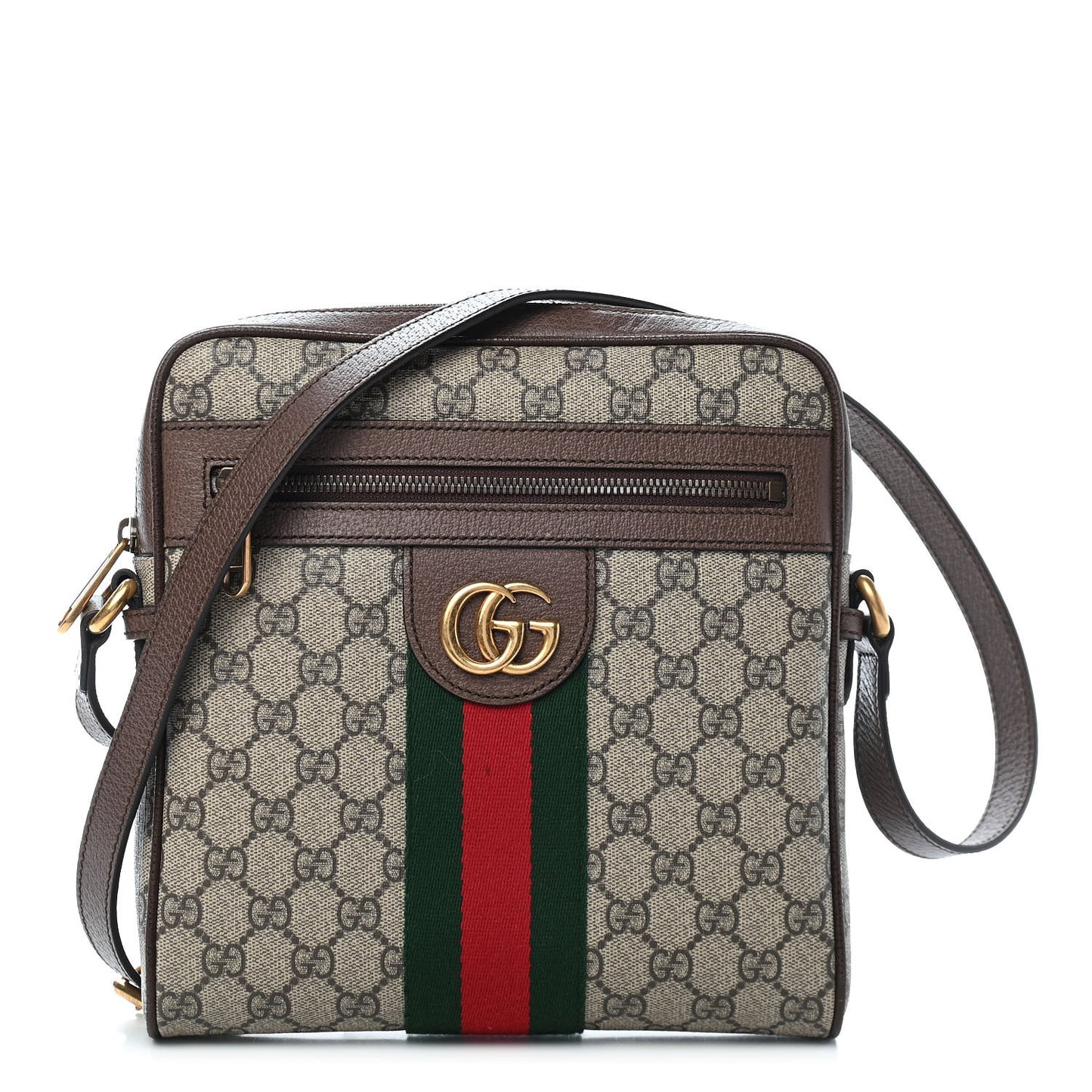 GG Supreme Monogram Web Small Ophidia Messenger Bag Brown