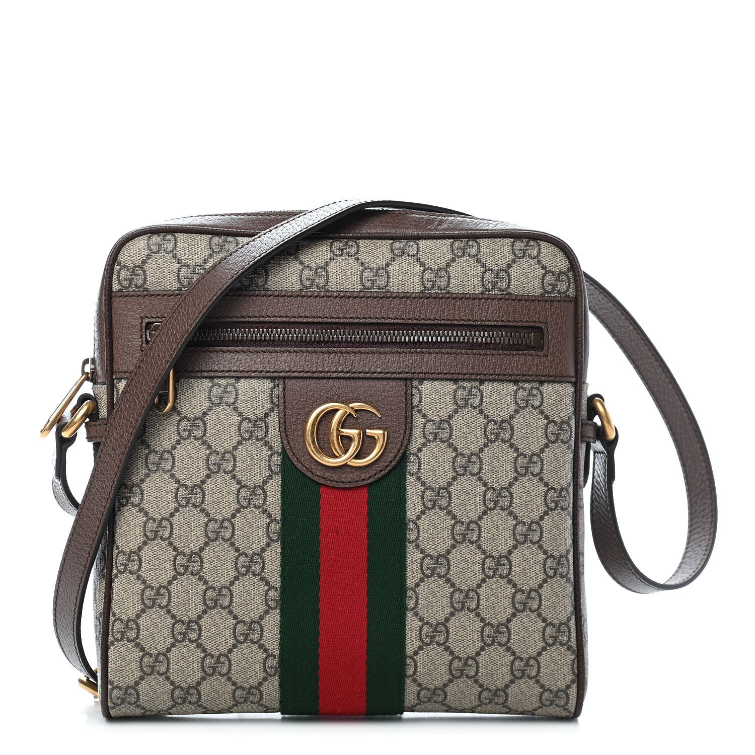 Gucci GG Supreme Monogram Web Small Ophidia Messenger Bag Brown 1 of 9