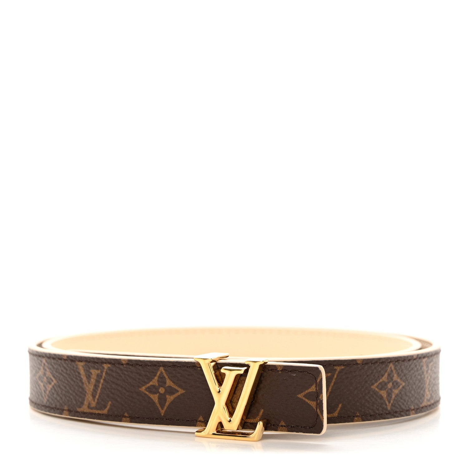 Louis Vuitton Calfskin Monogram 20mm LV Iconic Reversible Belt 75 30 Arizona Beige 1 of 6