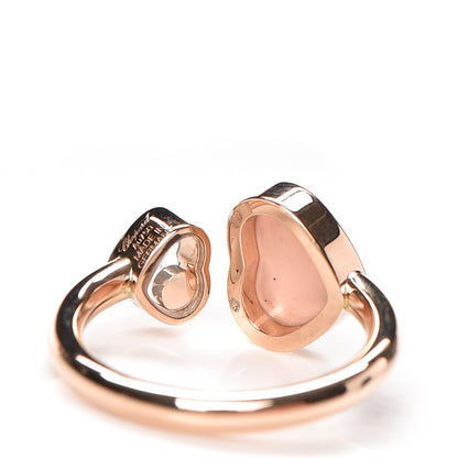Chopard 18K Rose Gold Rose Stone Diamond Happy Hearts Ring 52 6 3 of 5