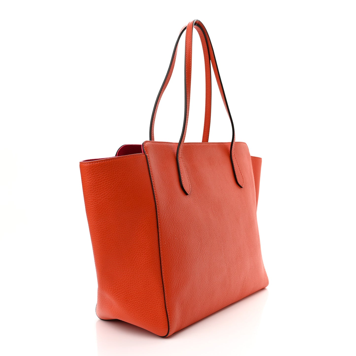 Dollar Calfskin Medium Swing Tote Sun Orange Pure Red
