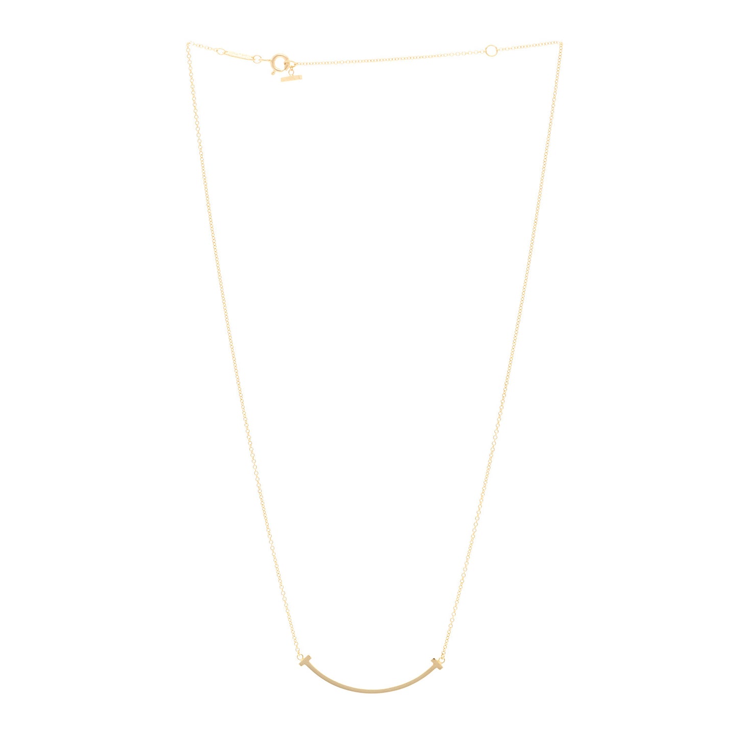18K Yellow Gold Small T Smile Pendant Necklace