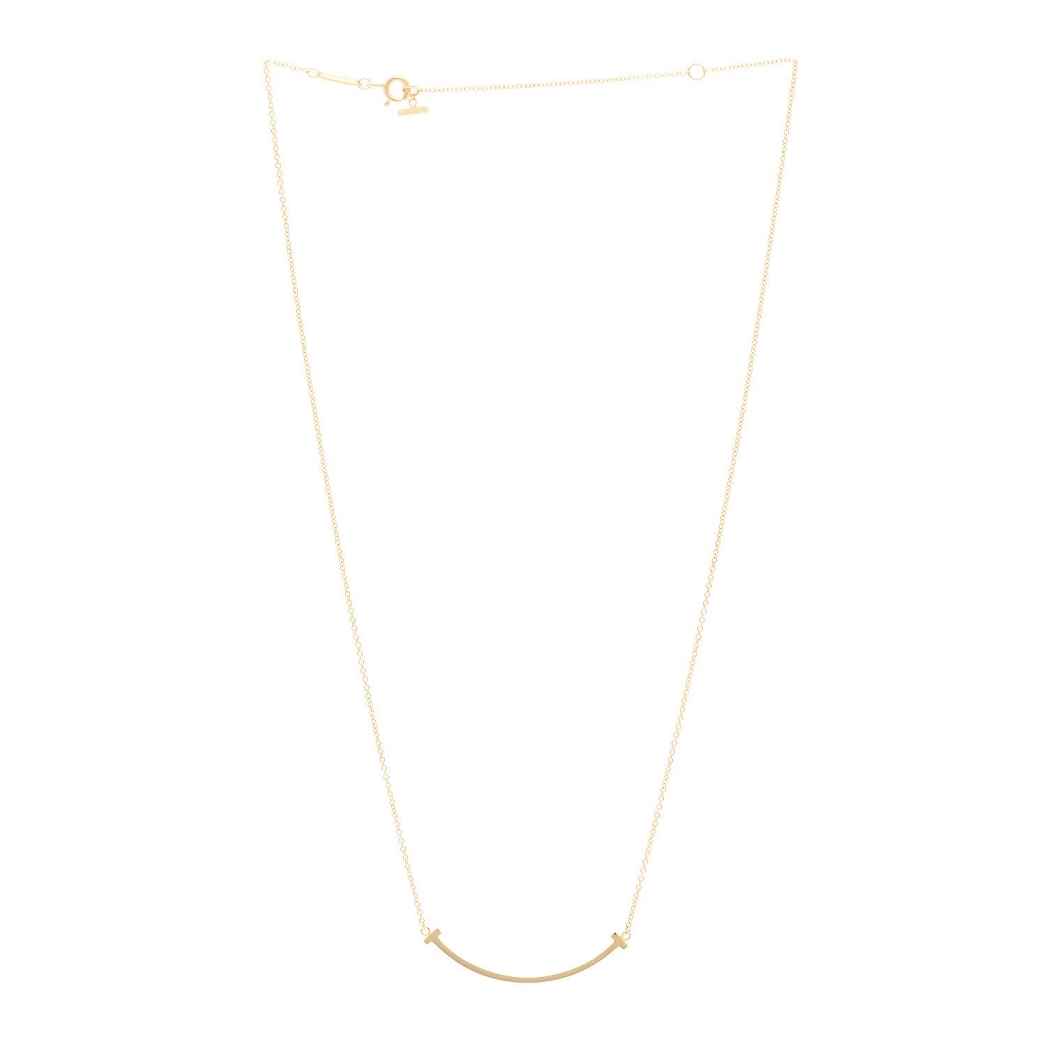 Tiffany 18K Yellow Gold Small T Smile Pendant Necklace 3 of 5