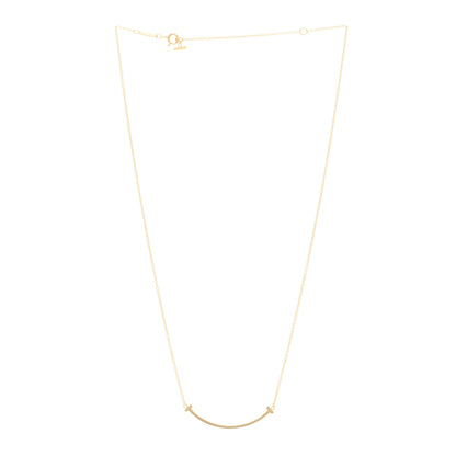 Tiffany 18K Yellow Gold Small T Smile Pendant Necklace 3 of 5