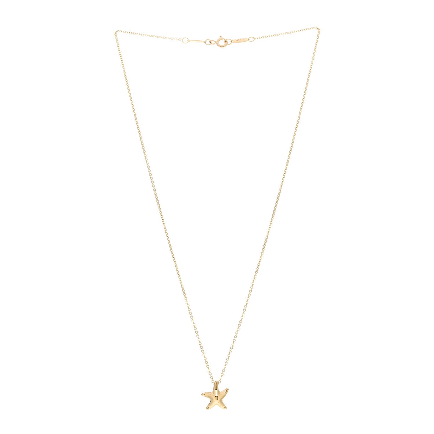 Tiffany 18K Yellow Gold 12mm Elsa Peretti Starfish Pendant Necklace 2 of 3