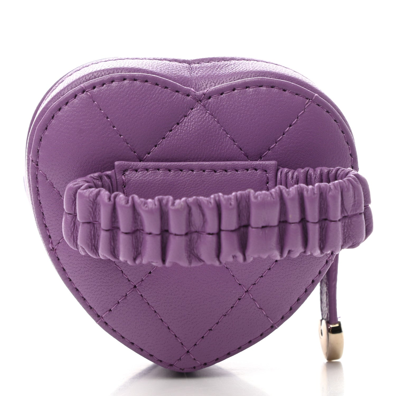 Chanel Lambskin Quilted CC In Love Heart Zipped Arm Coin Purse Purple 3 of 8