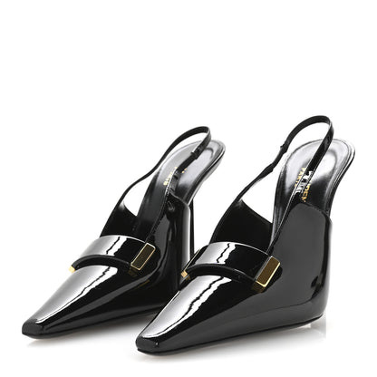 Saint Laurent Vernice Grupy Madame 115mm Slingback Pumps 37 Black 4 of 9