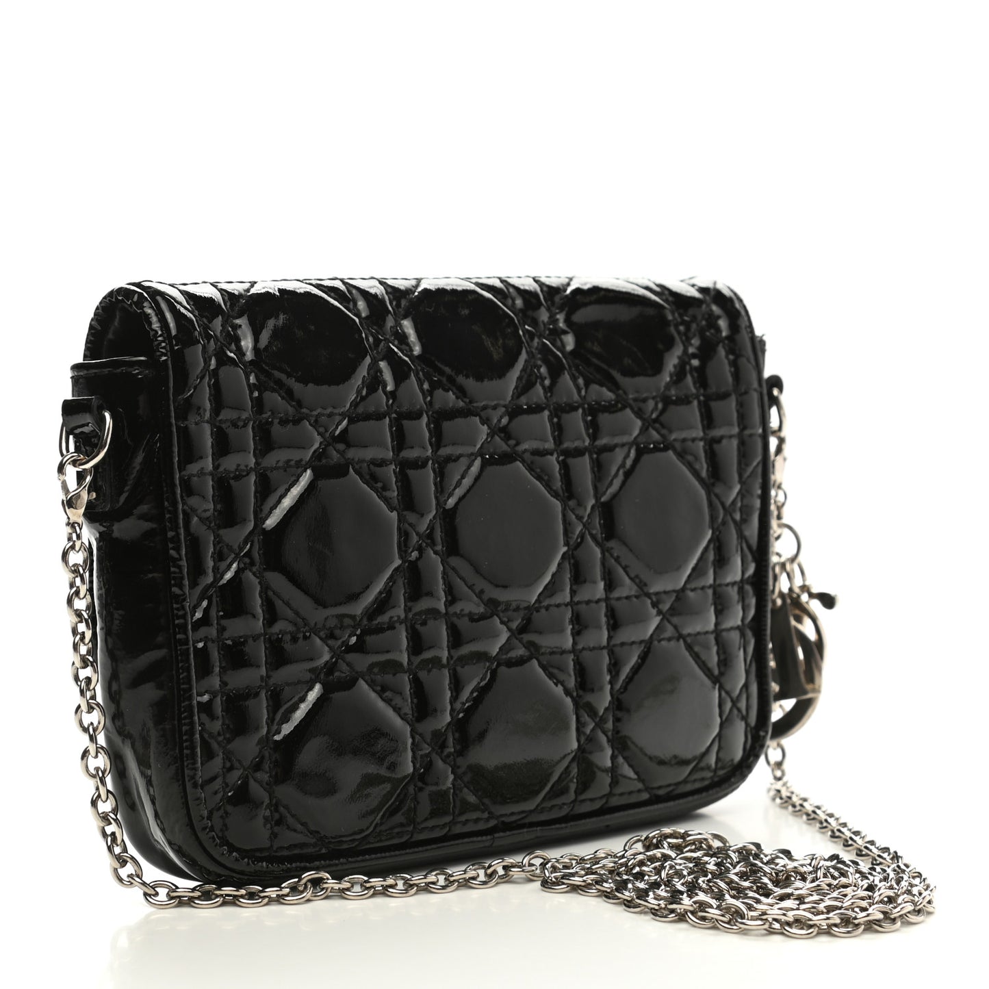 Patent Cannage Lady Dior Pochette Black