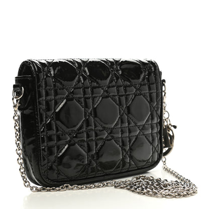 Christian Dior Patent Cannage Lady Dior Pochette Black 2 of 8