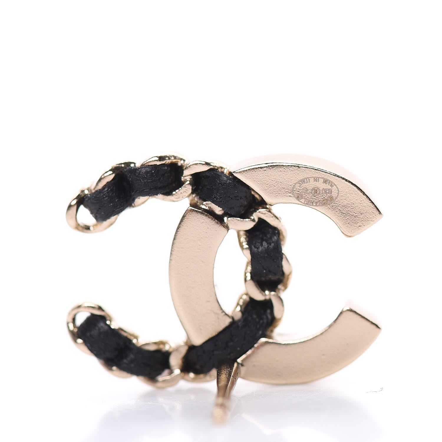 Chanel Crystal Baguette Lambskin Chain CC Vintage Allure Stud Earrings Black Gold 4 of 6