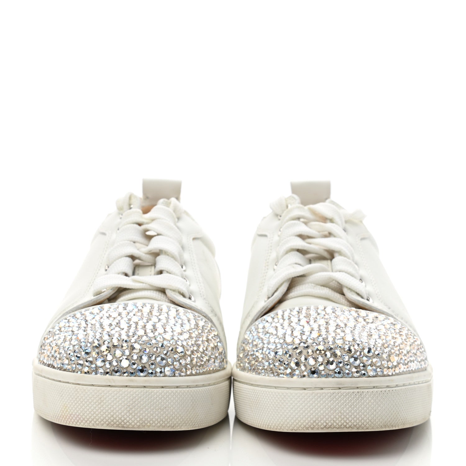 Christian Louboutin Calfskin Strass Junior Flat Sneakers 35.5 Version Latte 2 of 9