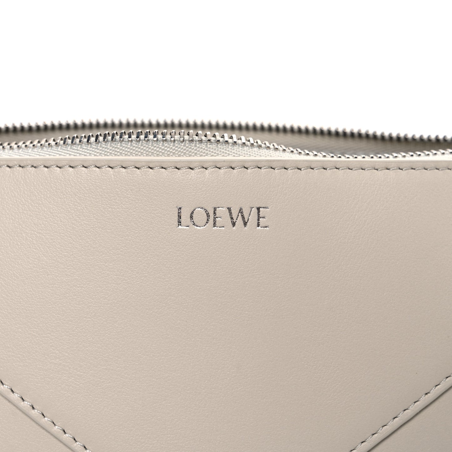 Shiny Calfskin Puzzle Fold Pouch Sea Salt