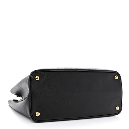 Prada Saffiano Cuir Medium Double Bag Black Fuoco 4 of 11