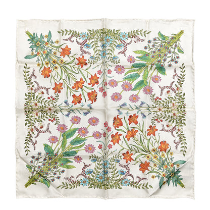 Gucci Silk Twill Nuovoflora Square Handkerchief Ivory Blue 1 of 9