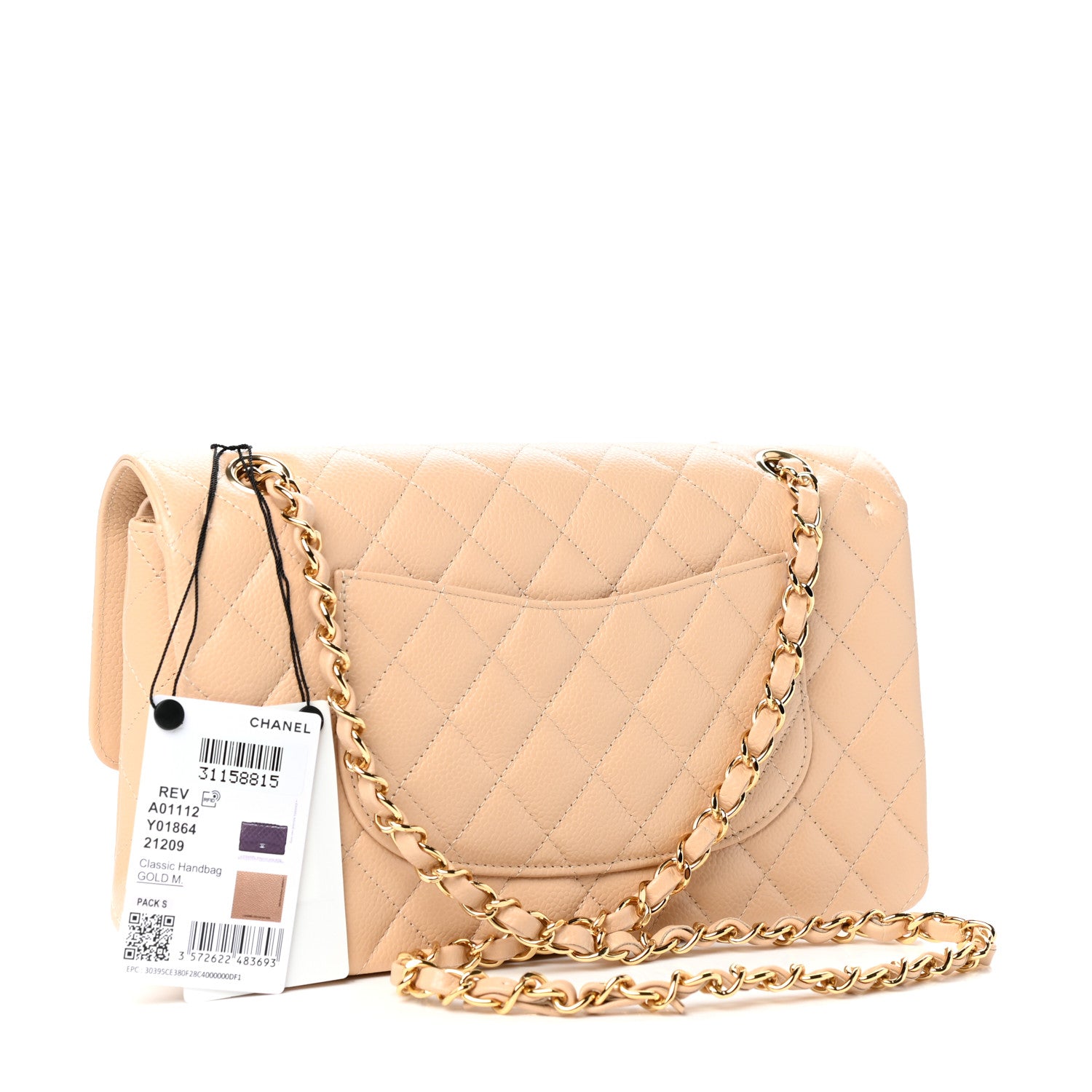 Chanel Caviar Quilted Medium Double Flap Beige 3 of 12