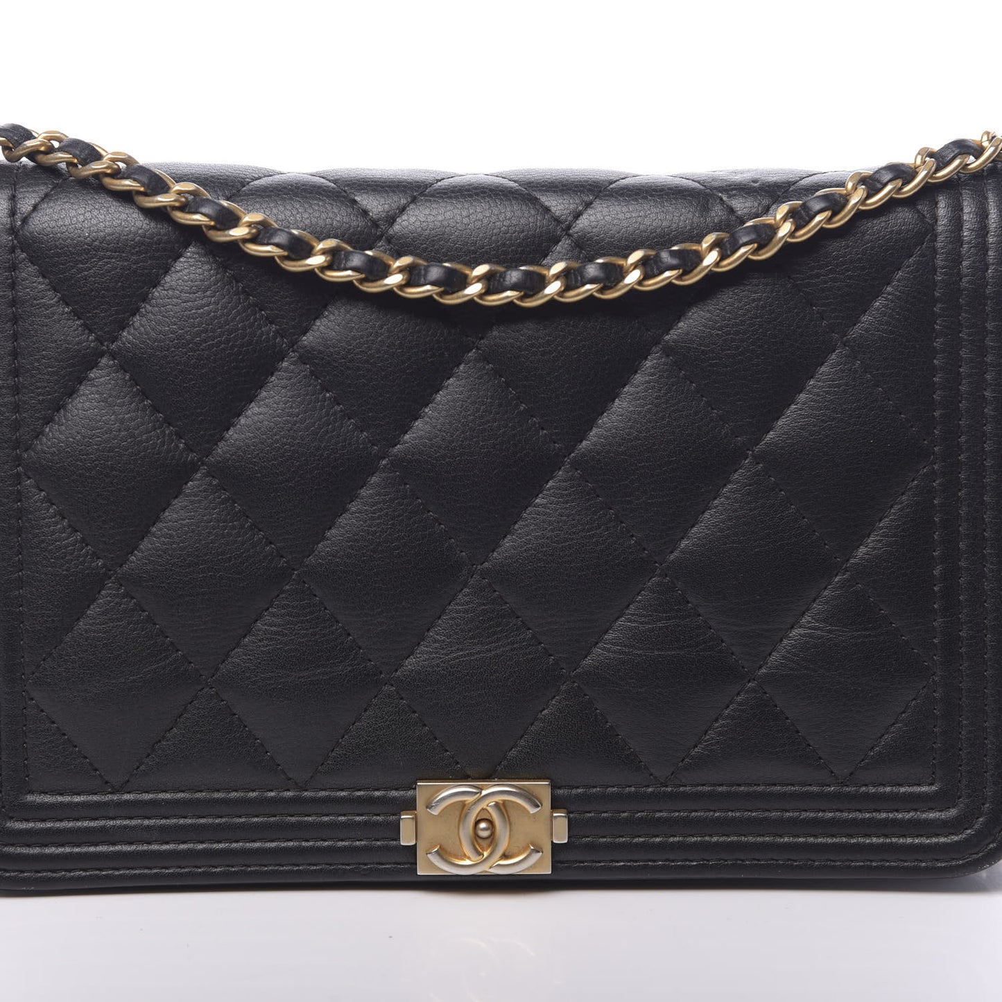 Caviar Quilted Boy Wallet On Chain WOC Black