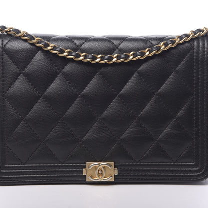 Chanel Caviar Quilted Boy Wallet On Chain WOC Black 13 of 14