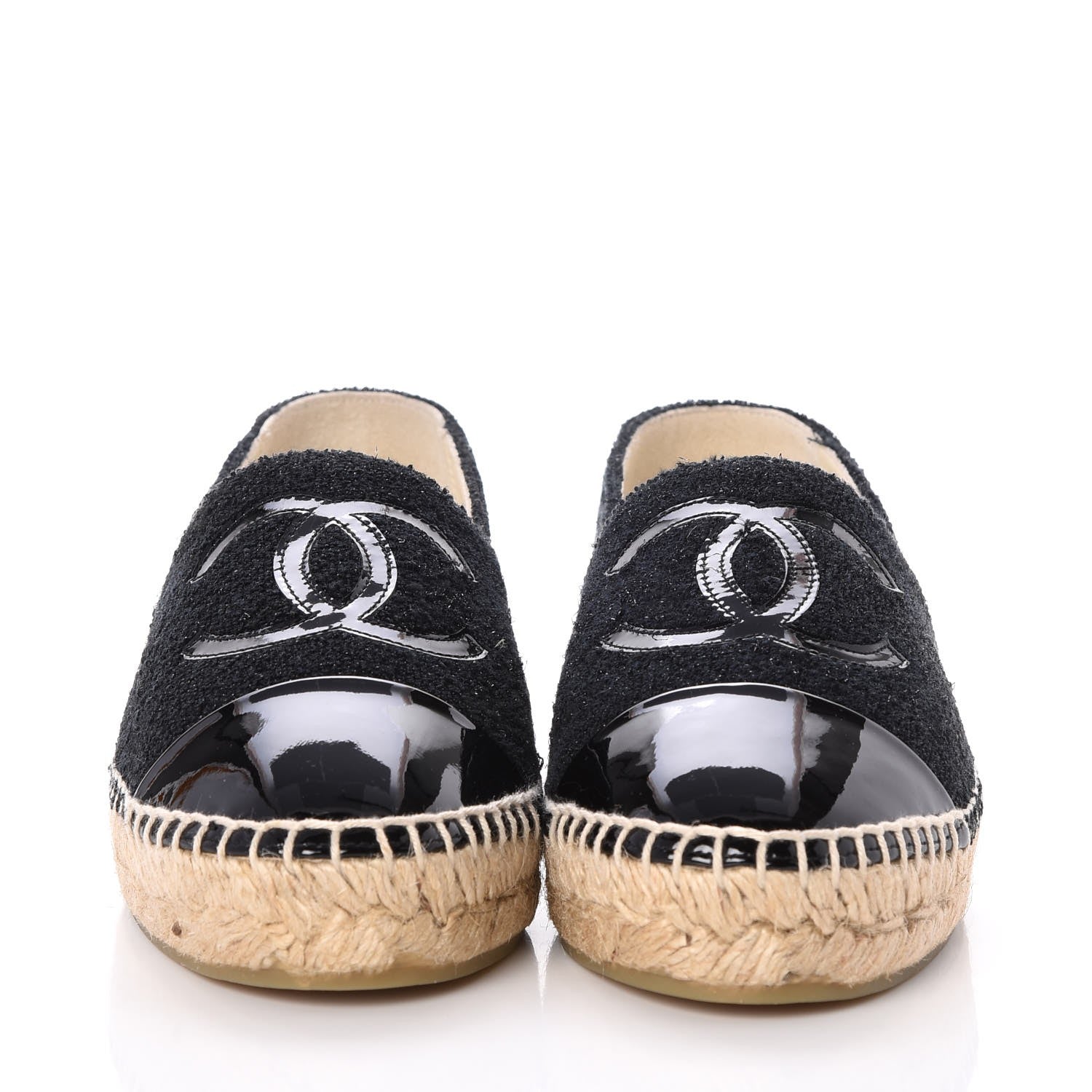 Chanel Fabric Patent Calfskin CC Espadrilles 36 Black 2 of 11