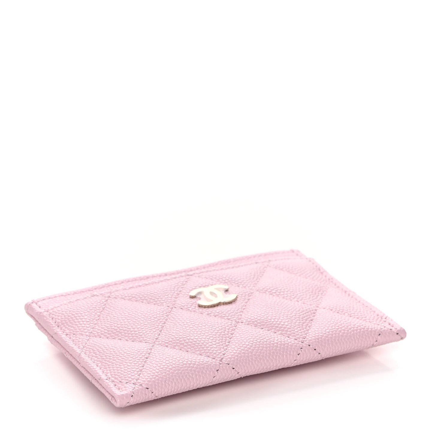 Caviar Quilted Card Holder Light Pink