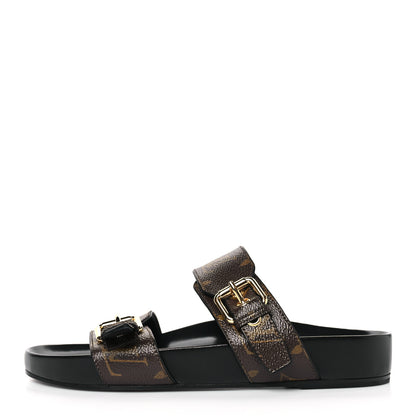 Louis Vuitton Monogram Bom Dia Mule Sandals 37 Black 1 of 8