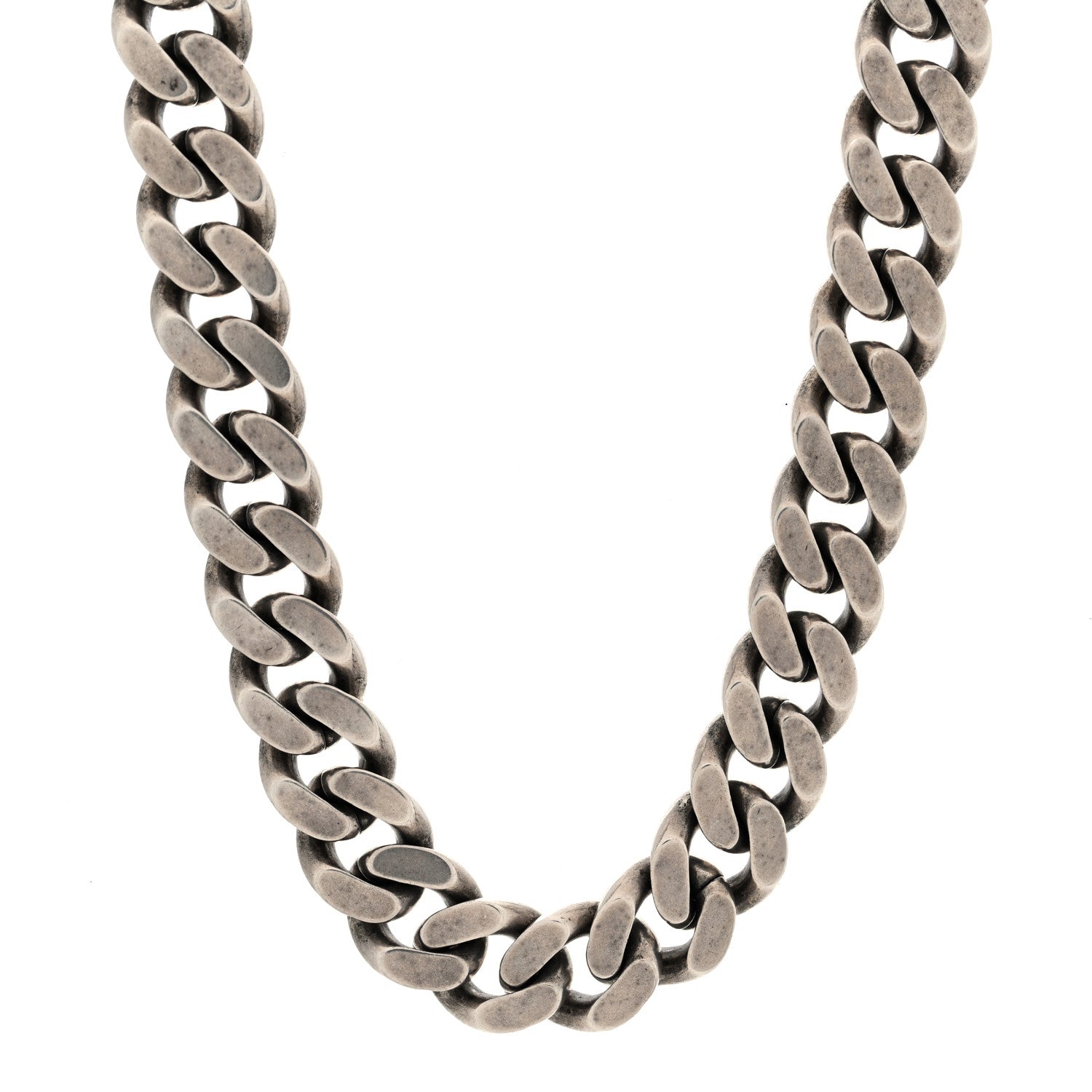 Saint Laurent Metal Curb Chain Necklace Oxidized Silver 1 of 4