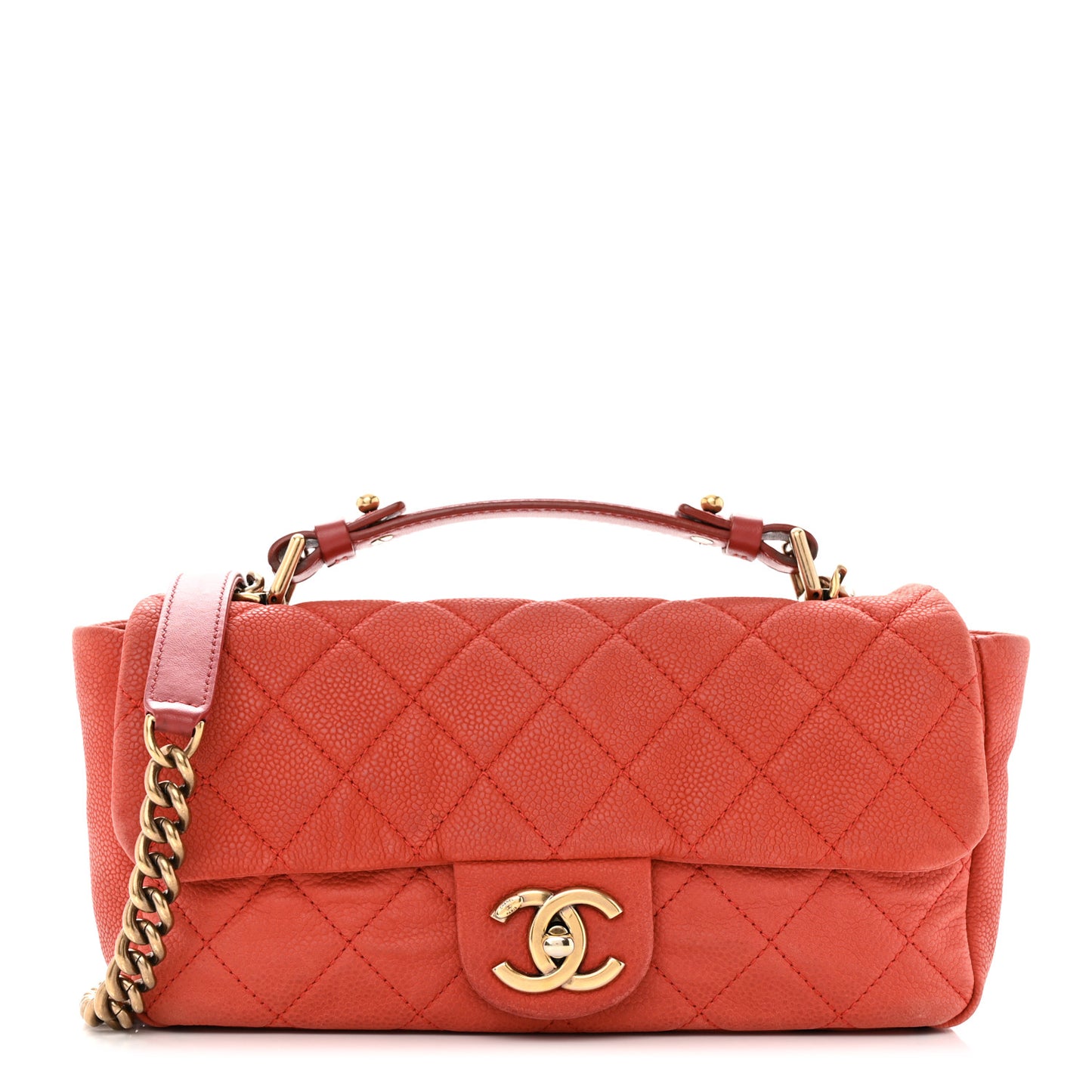 Iridescent Caviar Quilted Medium Chic Quilt Flap Red