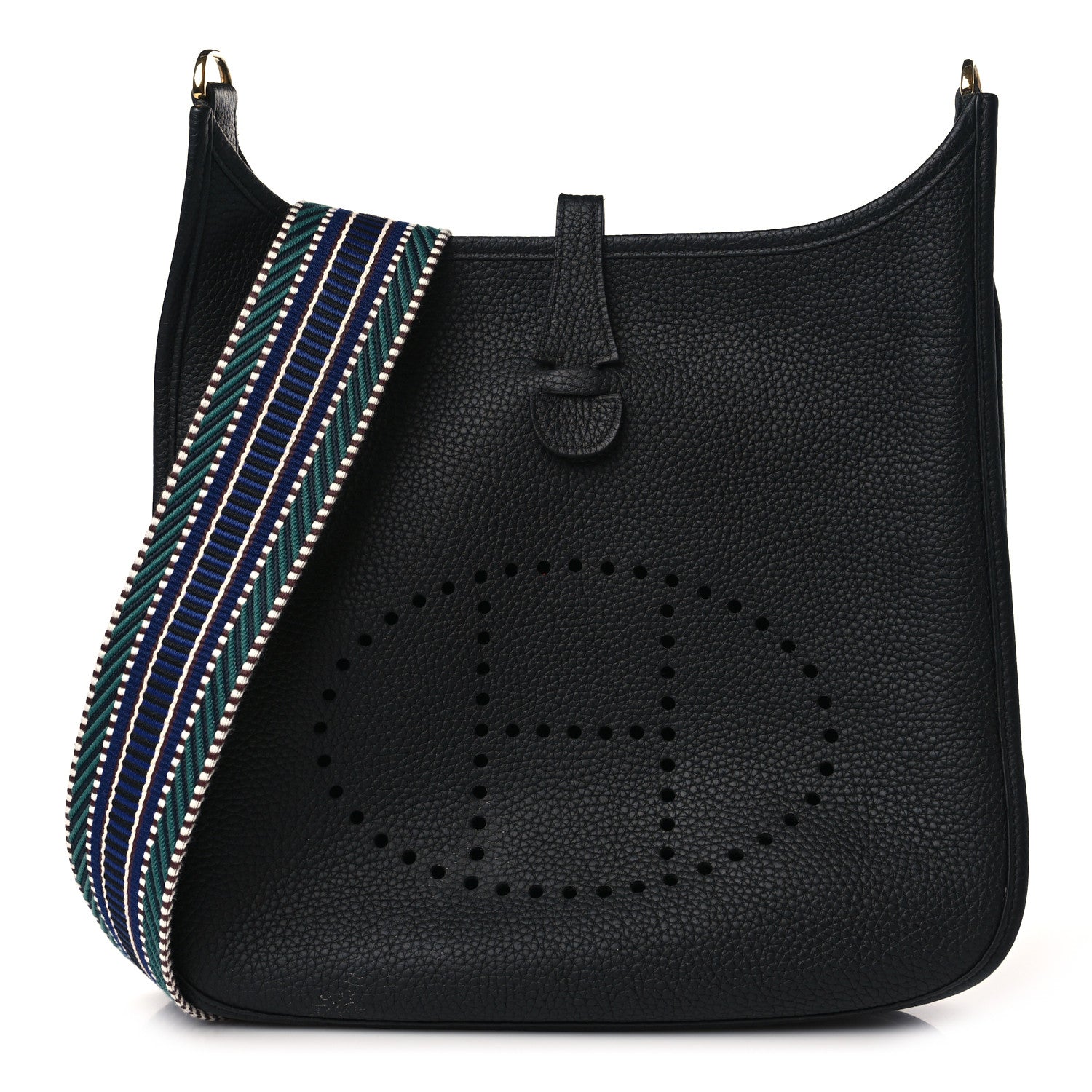 Hermes Taurillon Clemence Cavale Sangle Evelyne III PM Black 1 of 8
