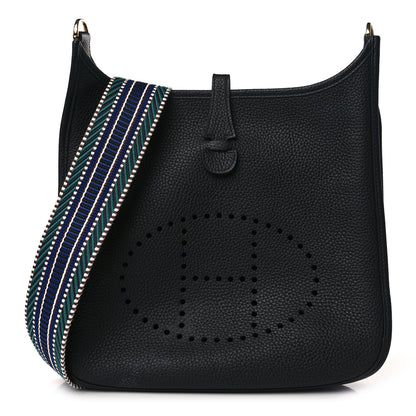 Hermes Taurillon Clemence Cavale Sangle Evelyne III PM Black 1 of 8