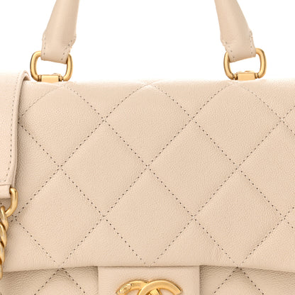 Chanel Shiny Caviar Quilted Mini Top Handle Flap Ecru 8 of 12