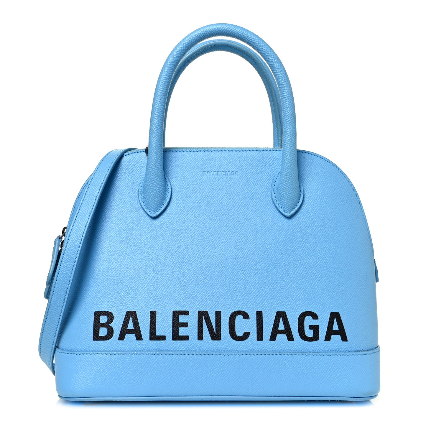 Grained Calfskin S Ville Top Handle Bag Blue