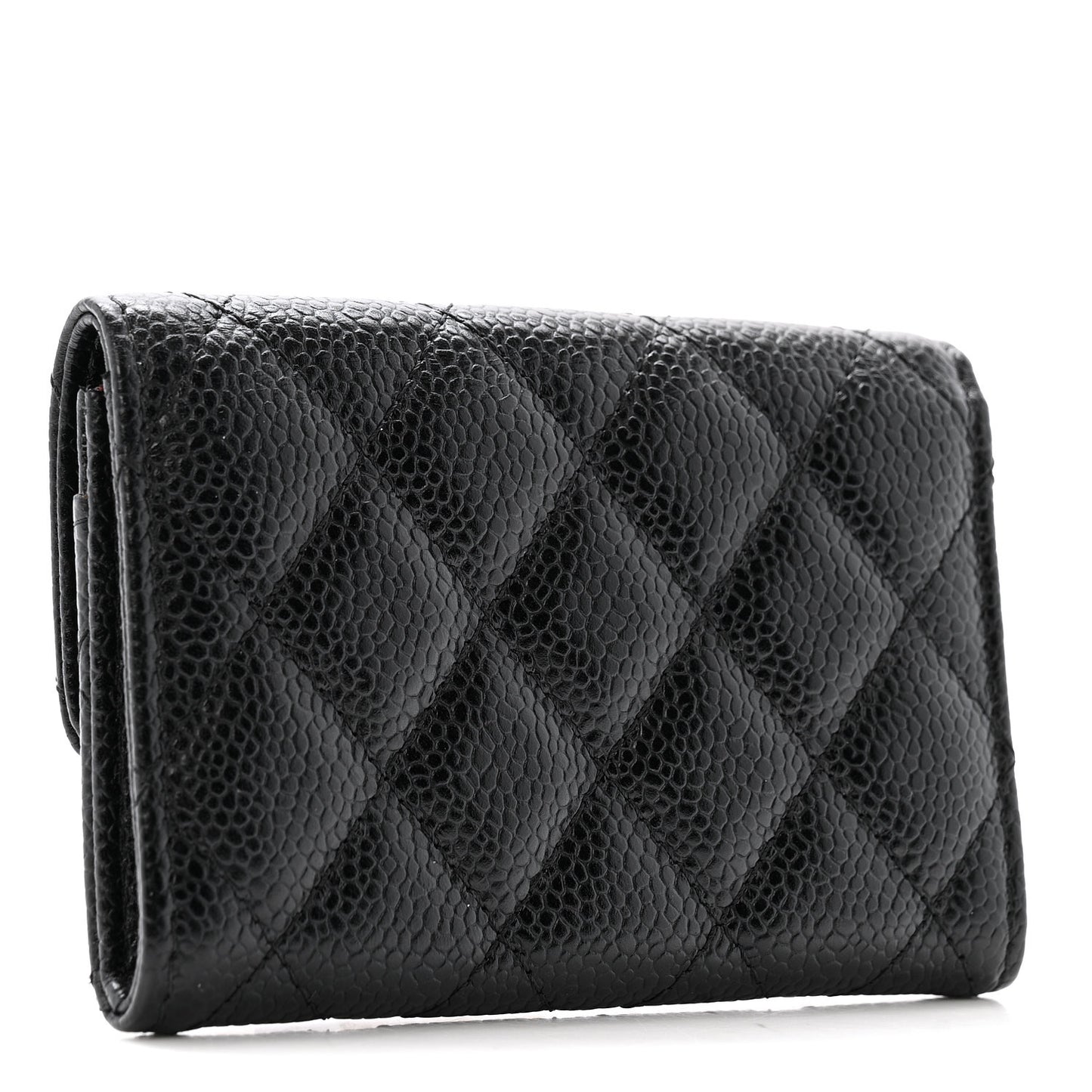 Caviar Quilted Flap Card Holder Black