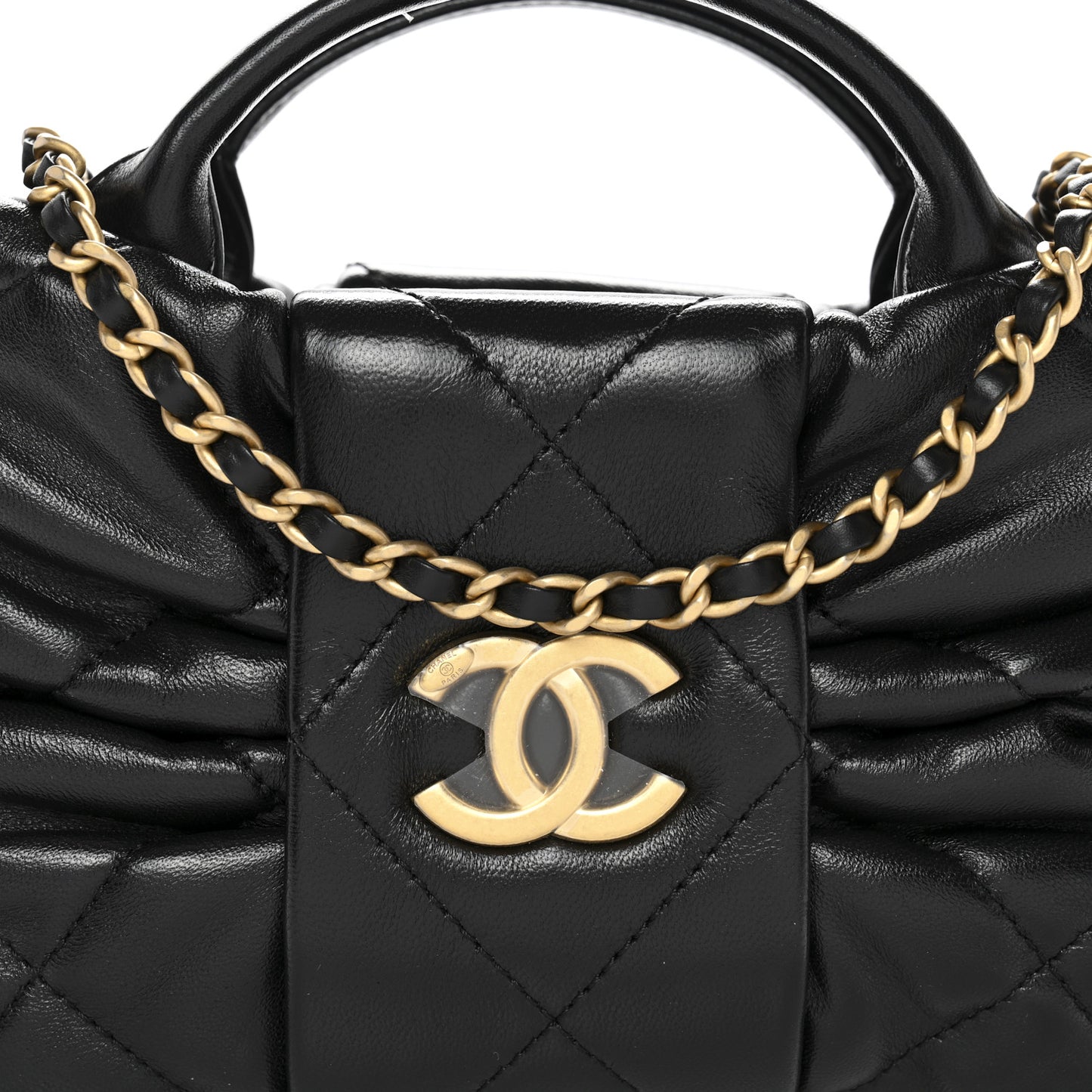 Lambskin Quilted Mini Bow Bag Black