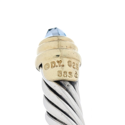 David Yurman Sterling Silver 14K Yellow Gold Blue Topaz 5mm Cable Classics Petite Color Bracelet 3 of 3
