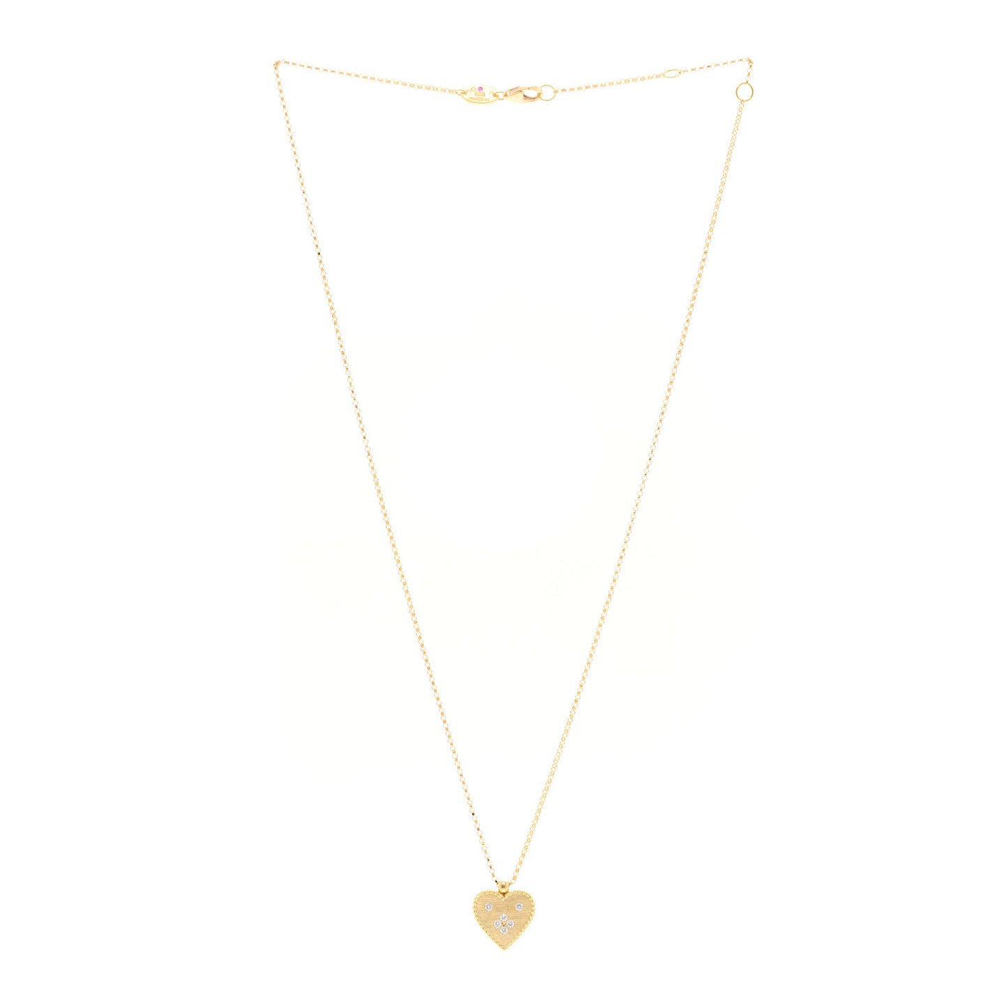 18K Yellow Gold Diamond Small Venetian Princess Heart Medallion Charm Necklace