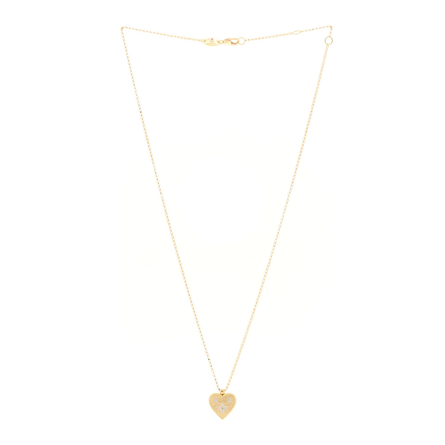 Roberto Coin 18K Yellow Gold Diamond Small Venetian Princess Heart Medallion Charm Necklace 3 of 6